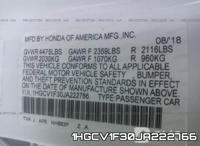 1HGCV1F30JA222766 фото 10