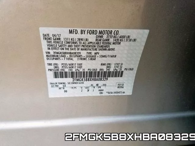2FMGK5B8XHBA08329 фото 2