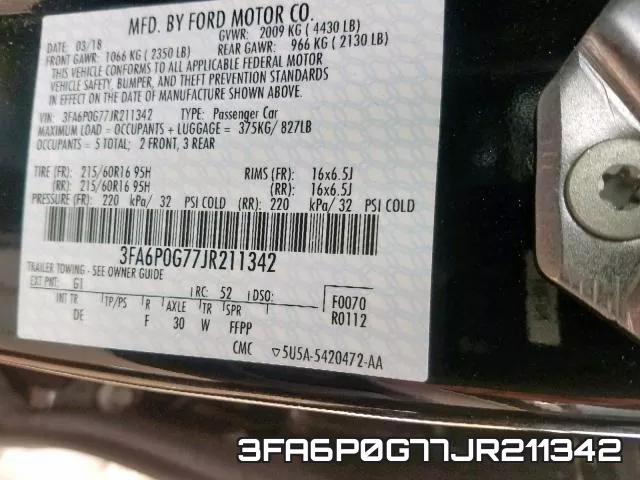 3FA6P0G77JR211342 фото 2