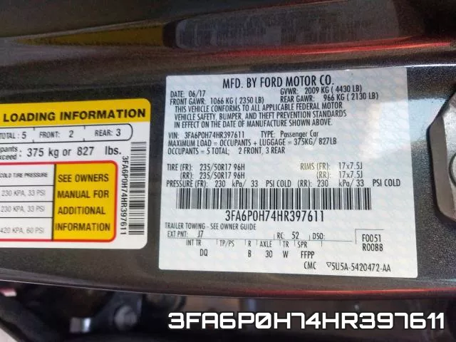 3FA6P0H74HR397611 фото 2