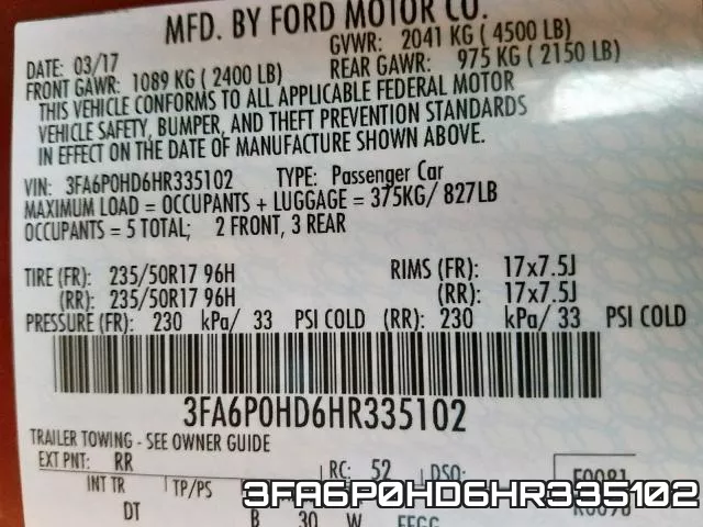 3FA6P0HD6HR335102 фото 2