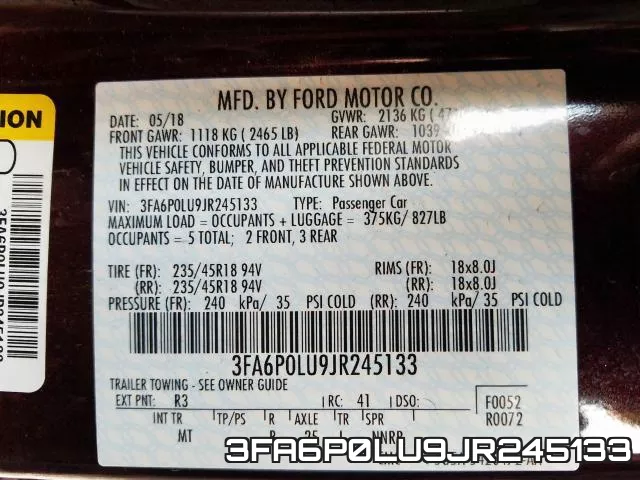 3FA6P0LU9JR245133 фото 2