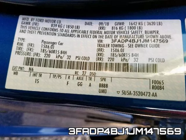 3FADP4BJ1JM147569 фото 2