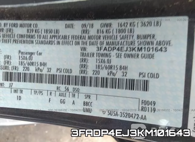 3FADP4EJ3KM101643 фото 10