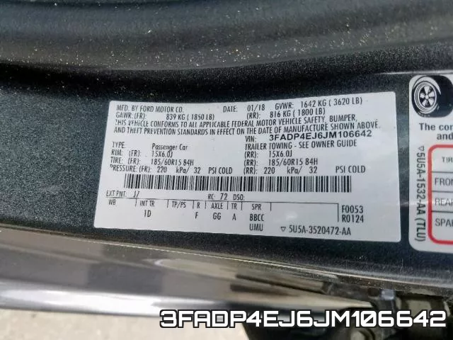 3FADP4EJ6JM106642 фото 2