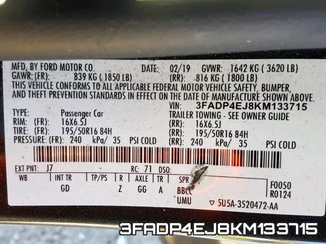 3FADP4EJ8KM133715 фото 2