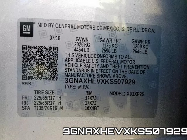 3GNAXHEVXKS507929 фото 2