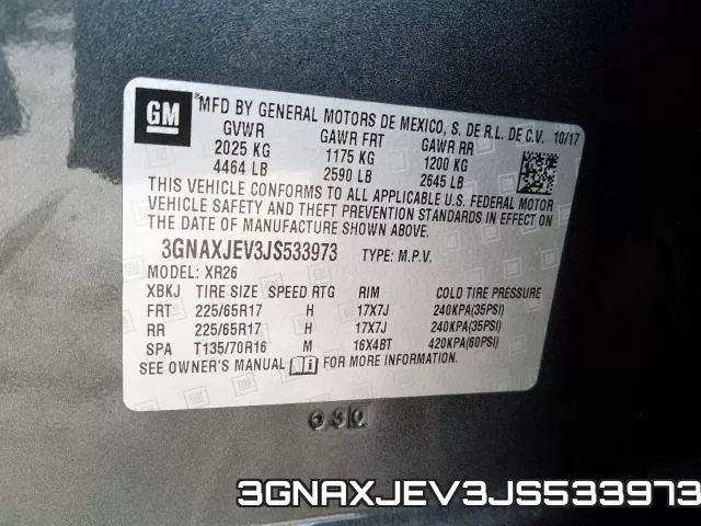 3GNAXJEV3JS533973 фото 2