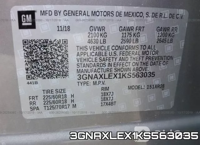 3GNAXLEX1KS563035 фото 10