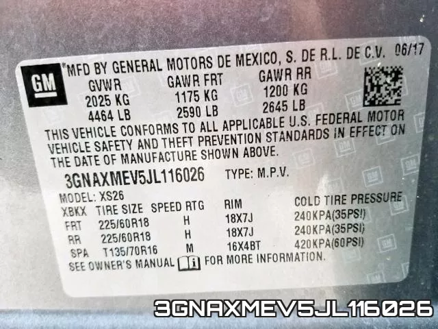 3GNAXMEV5JL116026 фото 2