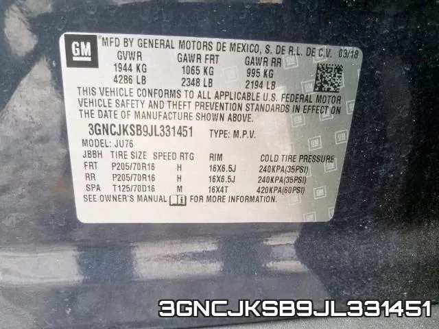 3GNCJKSB9JL331451 фото 2