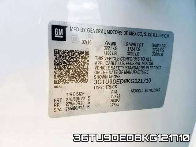 3GTU9DED8KG121710 фото 2