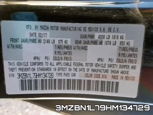 3MZBN1L79HM134729 фото 2