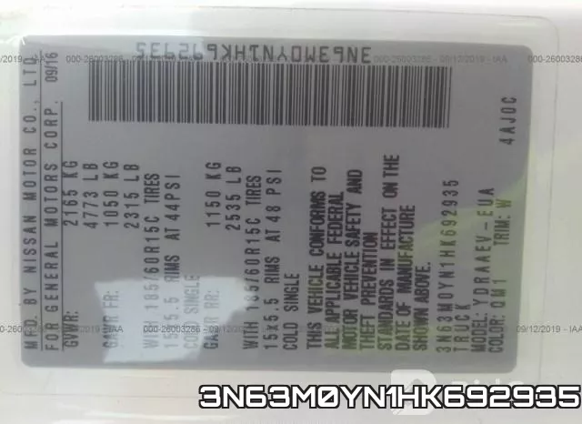 3N63M0YN1HK692935 фото 10