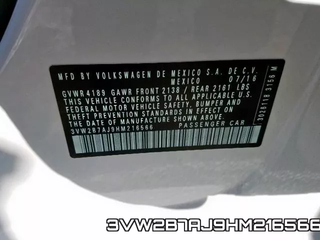 3VW2B7AJ9HM216566 фото 2