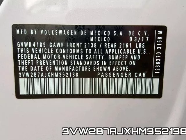 3VW2B7AJXHM352138 фото 2
