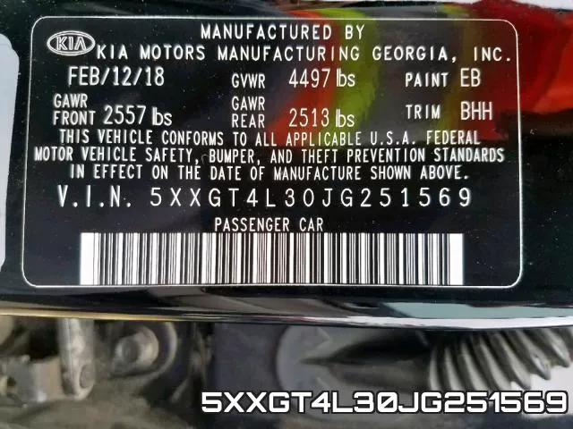 5XXGT4L30JG251569 фото 2