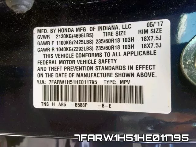 7FARW1H51HE011795 фото 2