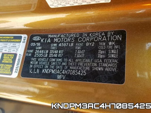 KNDPM3AC4H7085425 фото 2