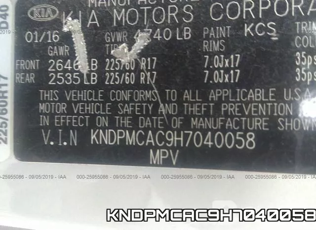 KNDPMCAC9H7040058 фото 10
