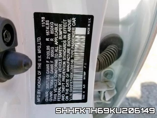 SHHFK7H69KU206149 фото 2