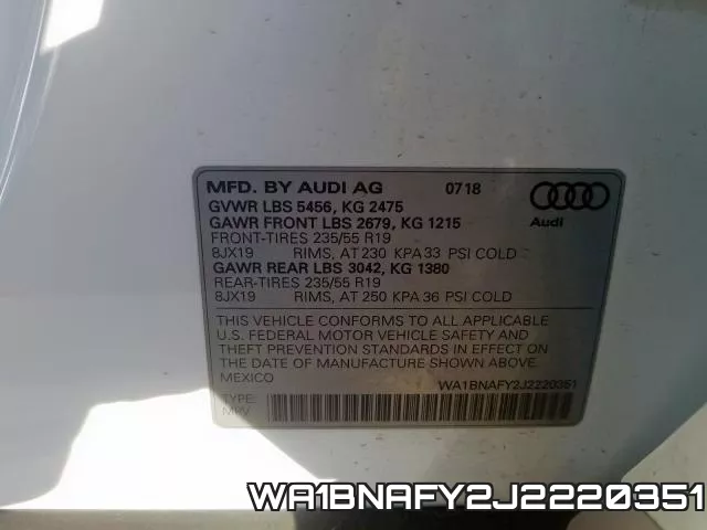 WA1BNAFY2J2220351 фото 2
