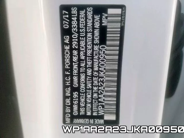 WP1AA2A23JKA00950 фото 2