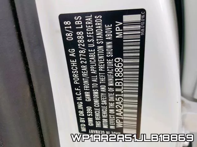 WP1AA2A51JLB18869 фото 2