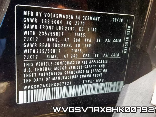 WVGSV7AX8HK007921 фото 2