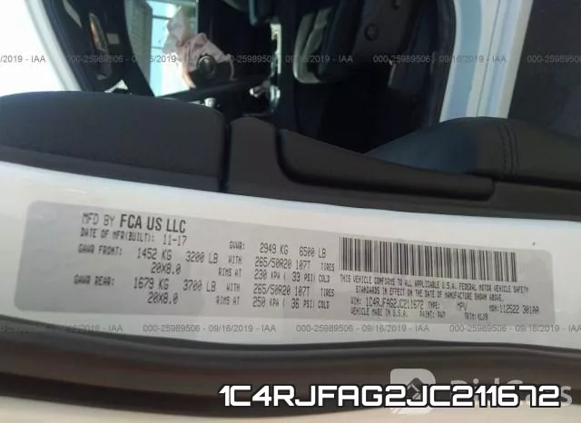 1C4RJFAG2JC211672 фото 10