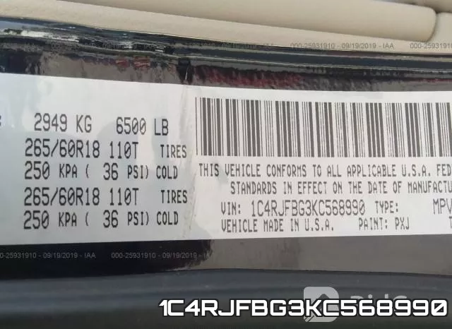 1C4RJFBG3KC568990 фото 10