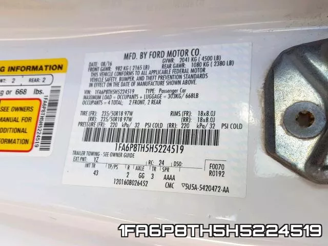 1FA6P8TH5H5224519 фото 2