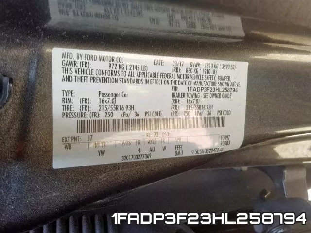 1FADP3F23HL258794 фото 2