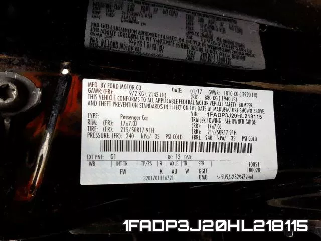 1FADP3J20HL218115 фото 2
