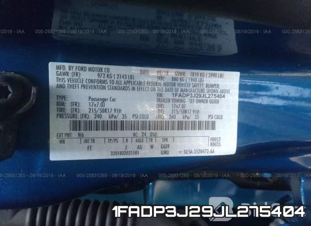 1FADP3J29JL275404 фото 10