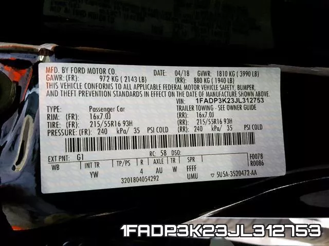 1FADP3K23JL312753 фото 2