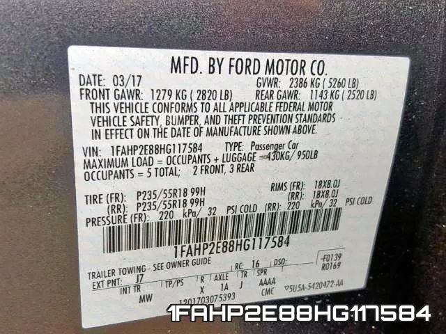 1FAHP2E88HG117584 фото 2