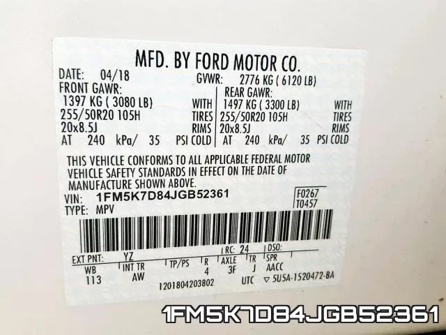1FM5K7D84JGB52361 фото 2