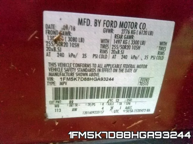 1FM5K7D88HGA93244 фото 2