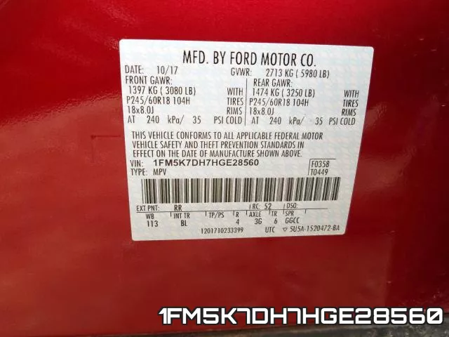 1FM5K7DH7HGE28560 фото 2
