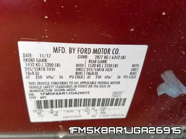 1FM5K8AR1JGA26915 фото 2
