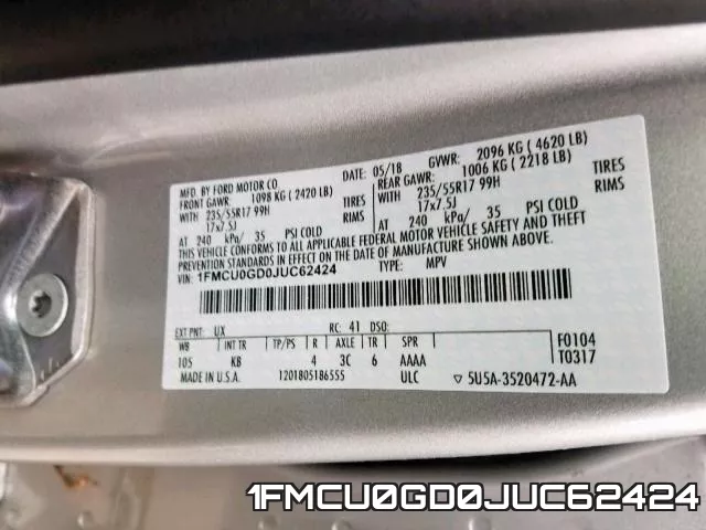 1FMCU0GD0JUC62424 фото 2