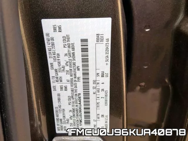 1FMCU0J96KUA40878 фото 2