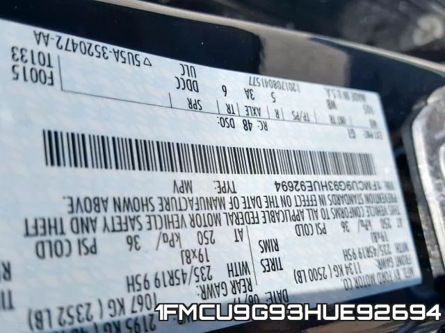 1FMCU9G93HUE92694 фото 2
