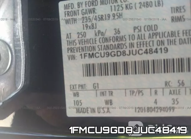 1FMCU9GD8JUC48419 фото 10