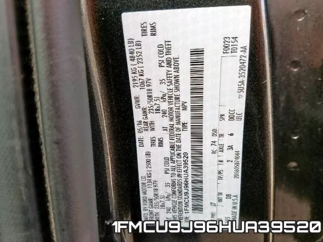 1FMCU9J96HUA39520 фото 2