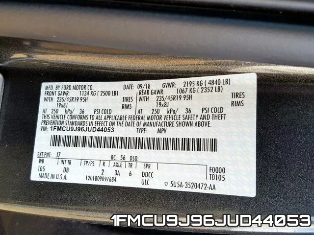 1FMCU9J96JUD44053 фото 2