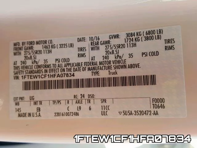 1FTEW1CF1HFA07834 фото 2