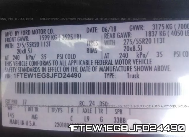 1FTEW1EG8JFD24490 фото 10