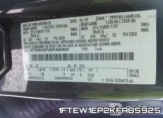 1FTEW1EP2KFA85925 фото 10